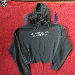 Wholesome Culture Eat More Plants do More Yoga Cropped hoodie
